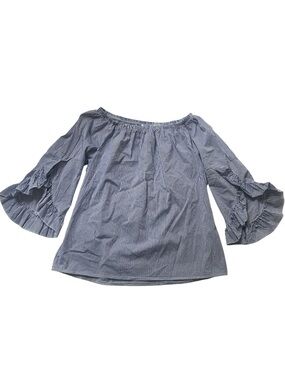 Carla Venturi off the shoulder blue and white stripe cotton blouse size small